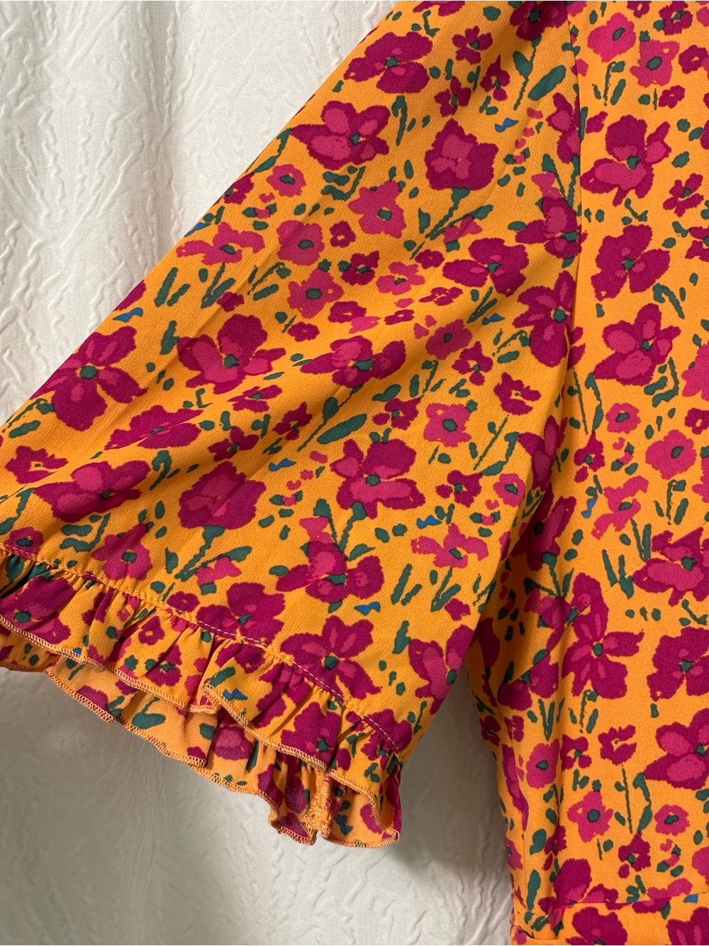 NWT Ivy City Co Orange and Pink Floral Tiered Mini Dress Size 14 - Picture 7 of 15
